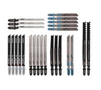 Set di 25 lame per seghetto alternativo, con codolo a T, per tagliare legno e metallo, con custodia, compatibili con seghetti alternativi DeWalt, Bosch, Ryobi