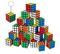 Set di 25 mini cubi Rubix, collezione Mini Rubix Cube per decorazione da scrivania e sollievo dallo stress, cubo di Rubiks 3 x 3 con rotazione liscia, giochi di puzzle compatti 3 x 3 x 3 cm per