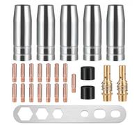Set di 25 pezzi di parti usurate, accessori per saldatura, saldatrice a gas di protezione MIG MAG, accessorio per AK-15/MB-15, 5 ugelli a gas, 15 ugelli Pot M6 0,8 mm, 2 isolatori, 2 manici ugelli, 1
