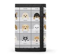 Set di 25 razze di cuccioli di cane, portafoglio a tre ante, elegante borsa con portachiavi, porta carte di credito, porta carte di credito per scontrini, bollette, ricevute, donne e uomini, 5 x 3,3 x