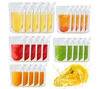 Set di 25 sacchetti per bevande in plastica, a prova di perdite, riutilizzabili, per succhi di frutta, sacchetti trasparenti in plastica, per vino, campeggio