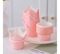 Set Di 25 Stampi Per Crostate E Biscotti Rosa, Rivestiti Con Uno Strato Impermeabile, Pirottini Per Muffin Per La Cottura Di Dessert L,M,S,S(50 pezzi),M(50 pezzi),L(50 pezzi),L-35PZ,S-35PZ,M-35PZCarta
