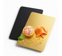 Set di 25 supporti per torte rettangolari | 20x12 cm | Nero e oro | Cartone reversibile | Base per torta | Sottotorta per feste, compleanni, matrimoni | Tavole per salmone | 2 mm di spessore