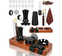 Set di 25 tamper caffè da 51 mm, con stencil per caffè da 51 mm, con stazione di tamper, Coffee Leveler, WDT, anello dosatore, spazzola per la pulizia, schermo a disco, agitatore, 16 stencil per caffè