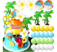 Set di 26 decorazioni hawaiane per torte a tema spiaggia accessori per feste in piscina, decorazioni per feste di compleanno al mare