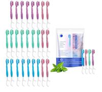 Set di 26 mini spazzolini da denti 5 in 1, con filo interdentale, raschietto per lingua e stuzzicadenti, mini spazzolini con dentifricio, portatili, per ufficio, igiene orale, confezionati