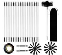 Set di 26 spazzole per camino, spazzola per camino, 150 mm, spazzola per la pulizia del camino, con 20 aste flessibili da 410 mm, 2 testine, 2 connettori e accessori, per camino, asciugatrice