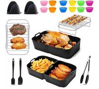Set di 26 stampi riutilizzabili in silicone per friggitrice ad aria calda - per Ninja Foodi FlexDrawer 10,4L AF500EU AF500DE, compatibile con COSORI 10L, inserti Airfryer