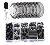 Set di 260 pezzi per lo styling dei capelli per danza con rete invisibile per capelli e cravatte a forma di U forcine per capelli elastici elastici