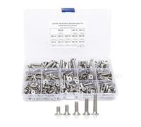 Set di 260 Viti Piatte M4/M5/M6 con Esagono Incassato in Acciaio Inossidabile 304 Durevole con Scatola di Plastica Trasparente Elementi di Fissaggio di Grado A2-70 Standard