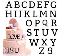 Set di 27 decorazioni per torte in acrilico nero opaco con lettere (A-Z e &) - Monogramma fai da te e decorazioni per torte con nome, forniture moderne per eventi