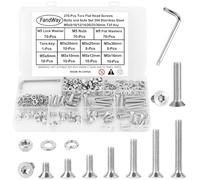 Set di 276 bulloni e dadi Torx M5, viti Torx a testa svasata, viti a testa piatta, viti antifurto di sicurezza, acciaio inossidabile 304, passo filettatura completa: 0,8 mm con chiave T25.