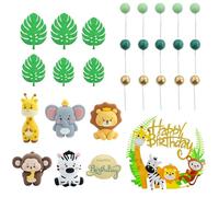 Set di 28 decorazioni per torte di compleanno con animali della giungla, jungle decorazioni torta, jungle decorazioni torta compleanno, per feste di compleanno, feste a tema, anniversari