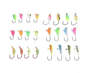 Set di 28 maschere da pesca sul ghiaccio con elementi visivi migliorati e proprietà luminose per stimolare gli attacchi da pesce persico Crappie e Panfish