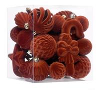 Set di 28 palline di Natale floccate con un comodo anello per appendere per decorare alberi, case e spazi per eventi (marrone chiaro)