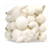 Set di 28 palline di Natale floccate con un comodo anello per appendere per decorare alberi, case e spazi per eventi (beige)