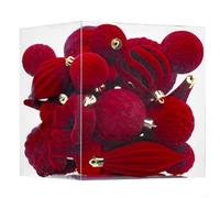 Set di 28 palline di Natale in polistirolo floccato per decorare l'albero e migliorare lo spazio delle vacanze in case, uffici e luoghi per eventi (rosso vinaccio)