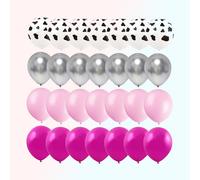 Set di 28 palloncini da 12 pollici bianchi, rosa, argento e rosso a forma di rosa per un tema western, feste da cowgirl, rodeo, addii al nubilato, spose, decorazioni per matrimoni Tagli Unicacolla di