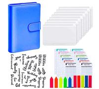 Set di 28 raccoglitori ad anelli in pelle, formato A6, con buste trasparenti per contanti, fogli di budget, etichette adesive e organizer per contanti, per viaggi e diari, blu