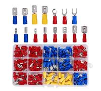 Set di 280 connettori a crimpatrice isolati elettricamente, connettori a crimpatura a forcella, connettori a vanga maschile e femmina, rosso, ottone, blu, giallo