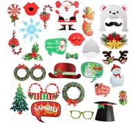 Set di 29 accessori per scatola fotografica di Natale, decorazioni per feste di Natale e Capodanno, ideali per scattare foto divertenti e creare ricordi indimenticabili in famiglia e tra amici