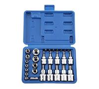 Set di 29 utensili per prese a stella in acciaio duro, kit di riparazione meccanica, adattatore per punte di livello professionale con scatola di plastica, struttura in metallo