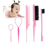 Set di 3/5 spazzole per capelli per bambini, spazzola multifunzione per lavare i capelli dei neonati rosa,nero,Viola,Rosa 3 pezzi,Viola 3 pezzi,Nero 3 pezziBlocchi di colore,Colore unicoABS