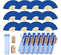 Set di 3-60 ventagli eleganti con etichette di ringraziamento e borse regalo, ventaglio pieghevole a mano in bambù per la sposa, adatto come regalo per damigelle e decorazione per matrimoni, perfetto 