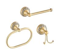 Set di 3 accessori da bagno con incisione anticata, porta carta igienica, anello per asciugamani e doppio gancio, set da bagno in metallo resistente ai graffi, per bagno e WC degli ospiti, design