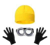 Set di 3 accessori per costume Minion, costume giallo per cosplay, costume cosplay per adulti e bambini, costume di carnevale, occhiali steampunk, guanti neri e cappelli gialli