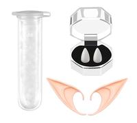 Set di 3 accessori per Halloween, tra cui denti finti in resina, orecchie da fata e gomma da dentizione, con molteplici usi, denti da vampiro e orecchie da elfo sono adatti per cosplay, feste, ecc