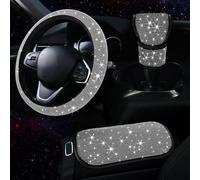 Set di 3 accessori per volante decorato con pomello del cambio e bracciolo per applicazioni da 38 cm (bianco)