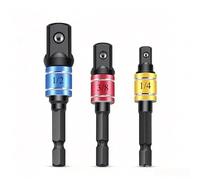 Set di 3 adattatori per bussole ad impatto, convertitore per trapano da 0,25", 1,3 cm, per avvitatore a percussione, barra di estensione girevole a 360° (colore asta nera)