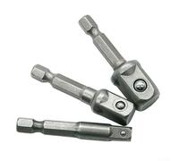 Set di 3 adattatori per chiavi a bussola con attacco da 1/4, 3/8 e 1/2 pollici per utensili elettrici, asta di prolunga in acciaio al cromo vanadio con codolo esagonale compatibile (grigio)