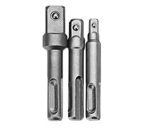 Set di 3 adattatori SDS Plus per trapani elettrici, 1/4", 3/8", 1/2", converte trapano in chiave a bussola, acciaio 40CR, grigio