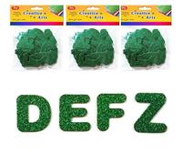 Set di 3 adesivi glitterati per artigianato, lettere dell'alfabeto in schiuma EVA verde, lettere dell'alfabeto dalla A alla Z, autoadesive, lettere in schiuma per decorazioni fai da te