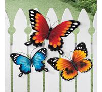 Set Di 3 Ali Stravagante Colorato Farfalla Metallo Giardino Recinto Parete Arte