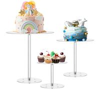 Set di 3 alzate per torte in acrilico, trasparenti, rotonde, per dessert, cupcake e pasticceria, per feste