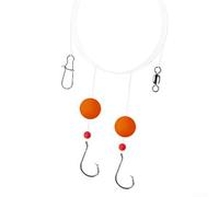 Set di 3 ami da pesca per pesce persico per sabbia e palude, con lenza da 15,9 kg e robusti ganci circolari, perfetti per la pesca (rosso arancione)