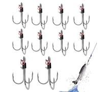 Set di 3 ami per gamberetti, in acciaio , set da 10 pezzi, attrezzatura da pesca a mosca per pesca notturna, fiume, acqua bassa, lago, trota, acqua salata, trolling, pesca costiera, pesce persico