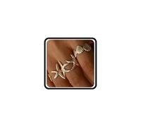 Set di 3 anelli placcati oro a forma di stella marina, da donna, con conchiglia, anelli aperti, stile bohémien, con animali marini, spiaggia, vacanze, regali, Large, Metallo, Nessuna pietra preziosa