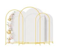 Set di 3 archi nuziali con copertura per sfondo, set da 3 pezzi - 6 + 6,6 + 2,2 m resistente supporto per arco nuziale + 3 coperture per arco bianco, supporto per sfondo in metallo tutto in uno per