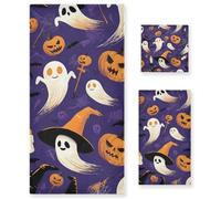 Set di 3 asciugamani assorbenti per il viso con fantasmi di Halloween, 1 asciugamano da bagno, 1 asciugamano per le mani, 1 panno per il viso del corpo