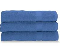 Set Di 3 Asciugamani Cm 60X100 Spugna Di Puro Cotone 420 G/MQ Blu Elettrico