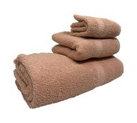 Set di 3 asciugamani in cotone (bagno, lavabo e bidet) - 100% cotone, morbido e assorbente (beige rosa)