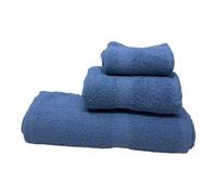 Set di 3 asciugamani in cotone (bagno, lavabo e bidet) - 100% cotone, morbido e assorbente (blu denim)