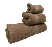 Set di 3 asciugamani in cotone (bagno, lavabo e bidet) - 100% cotone, morbido e assorbente (marrone chiaro)