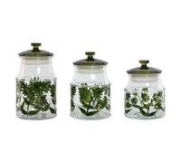 Set di 3 Barattoli Home ESPRIT Verde Cristallo 1,2 L 3 Pezzi