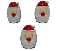 Set di 3 Barattoli in Ceramica Babbo Natale contenitori Sale Zucchero Caffé Dolci torroncini Idea Regalo Natalizia