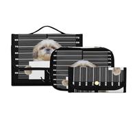 Set di 3 beauty case da viaggio con gancio, motivo cane Bad Shitzu, portatile, organizer per cosmetici, pennelli per donne e ragazze, #10, 3 pezzo Set, Beauty case